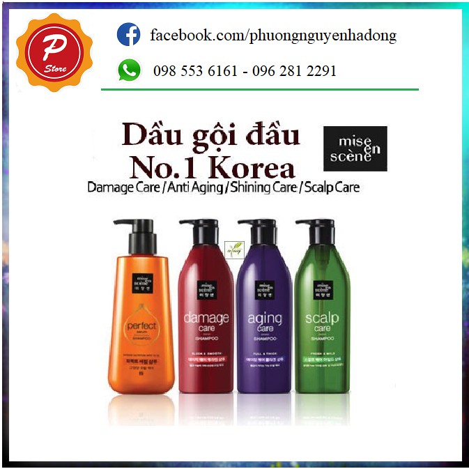 DẦU GỘI - DẦU XẢ MISE EN SCENE Perfect Repair (cặp gồm 1 chai gội + 1 xả 680ml)