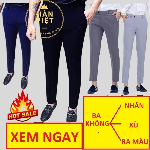 Quần tây nam hàn quốc ống côn HANVIET, quần âu nam dài vải tuyết Hàn không nhăn-xù không ra màu cao cấp 4màu