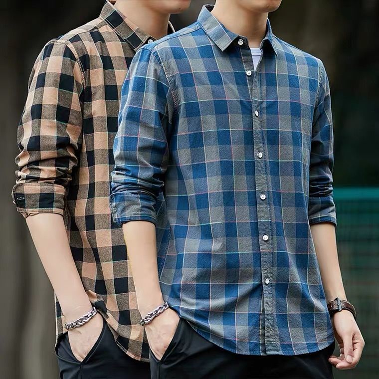 Áo Sơ Mi Cotton Lụa Lạnh Tay Dài Dáng Ôm Thời Trang Nam Giới