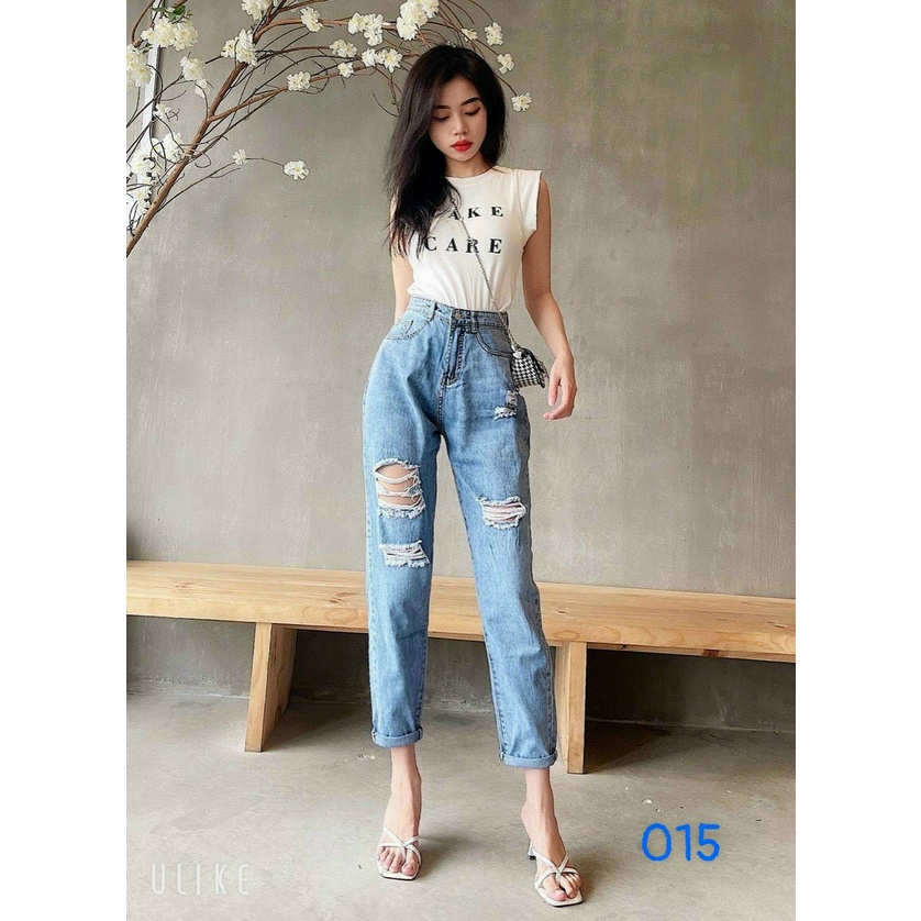 Quần baggy jean nữ trơn ❤️FREESHIP❤️ Quần Jean 9 tấc chất bò cao cấp thiết kế đơn giản phối túi kiểu A-T Fashion - BG406