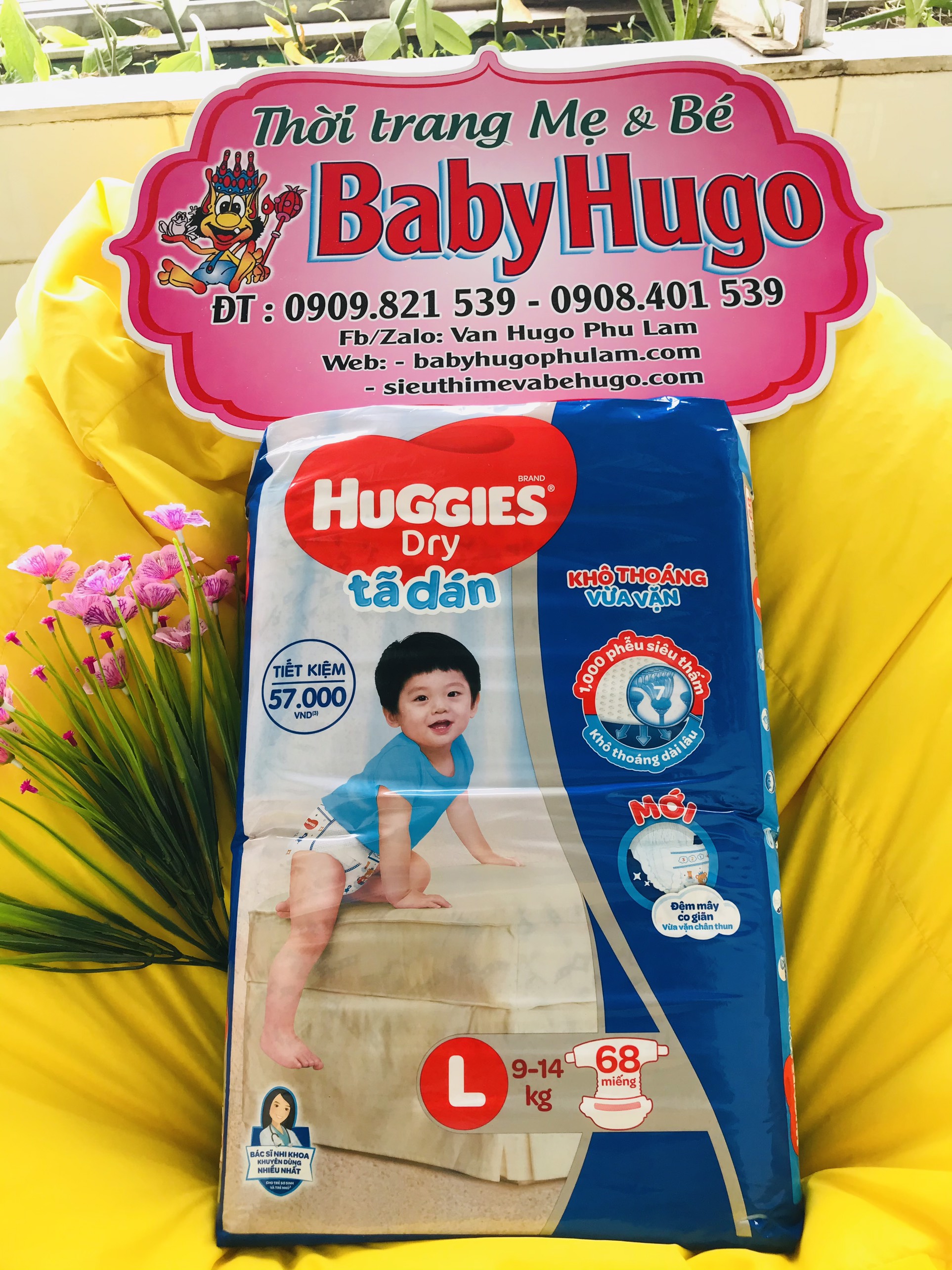 Tã Dán Huggies Size L 68 Miếng 9 đến  14kg