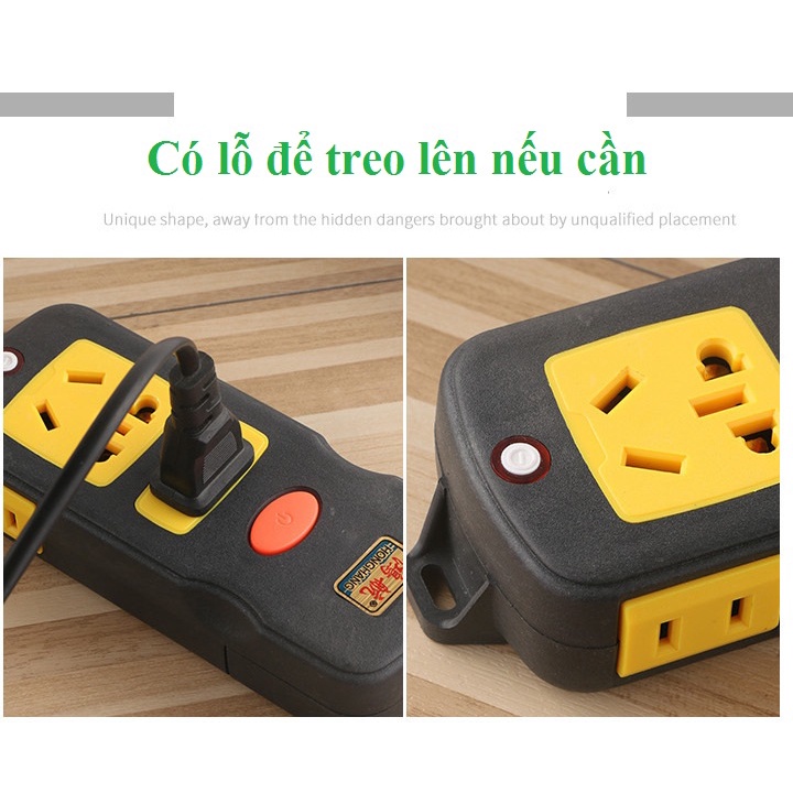 Ổ cắm điện 5 cửa Sz05, cắm được tất cả các loại phích cắm