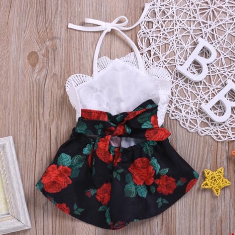 Bộ Áo Liền Quần In Hoa Dễ Thương Dành Cho Bé Gái akku