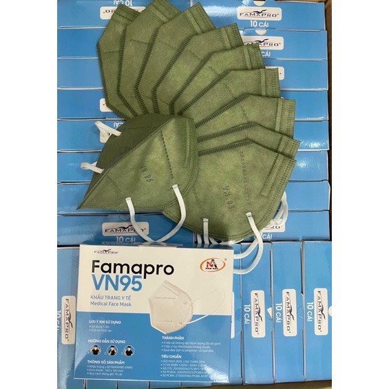 Khẩu trang  y tế N95 Famapro, Nam Anh kháng khuẩn lọc bụi mịn hộp 10 cái- Tân Bình