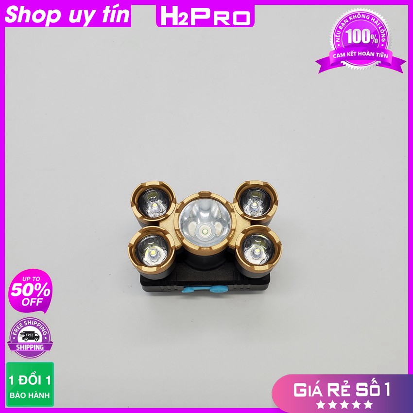 [RẺ VÔ ĐỊCH] Đèn pin đội đầu 5 bóng siêu sáng H2PRO, đèn đội đầu siêu sáng giá rẻ