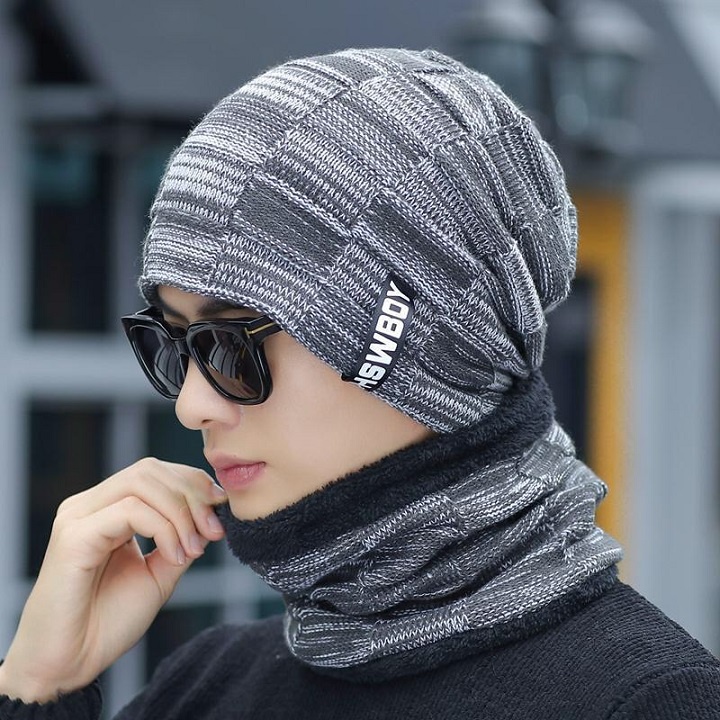 Mũ len kèm khăn ống quàng cổ cực ấm - phong cách Hàn Quốc - dành cho cả nam và nữ