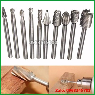 Bộ 10 đầu mũi mài khắc làm gỗ lũa cán 3mm