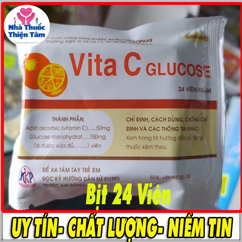 Viên ngậm vitamin C - Vita C Glucose Mekophar (Kẹo cam tuổi thơ / kẹo thơ ấu) bịt 24 viên