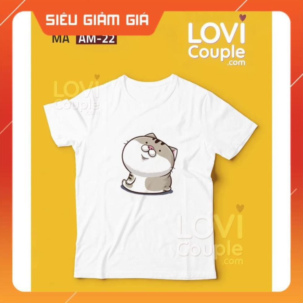 XẢ HÀNG ÁO ĐÔI - Áo thun in mèo AMI bụng bự AM17-24 - LoviCouple - Có FeedBack