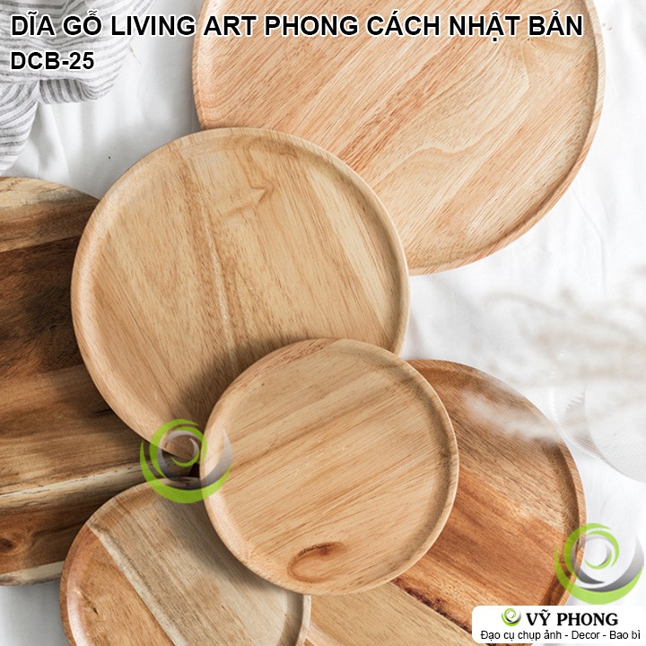 DĨA GỖ TRÒN PHONG CÁCH NHẬT BẢN LIVING ART VINTAGE TRANG TRÍ BẾP ĐẠO CỤ CHỤP ẢNH SẢN PHẨM INS DCB-25