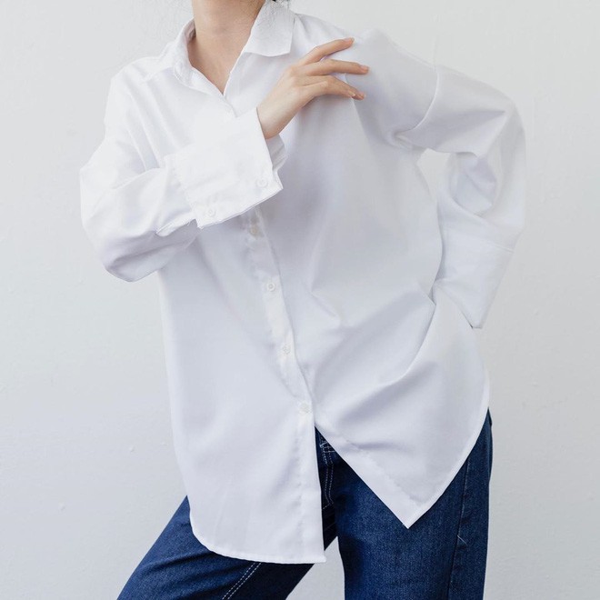 Áo sơ mi trắng oversize 1 túi, Thanh lý xả kho