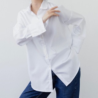 NHILASHOP | Áo sơ mi trắng oversize 1 túi, Thanh lý xả kho
