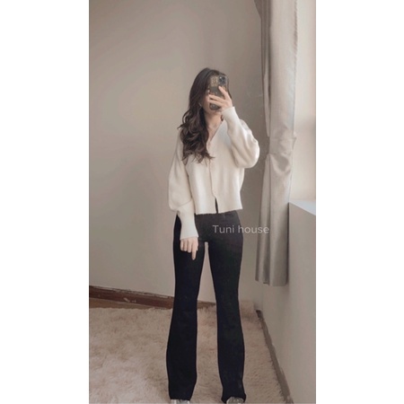 (Có size xs) Quần ống loe thun lưng cao cho bạn nữ 1m50 | BigBuy360 - bigbuy360.vn