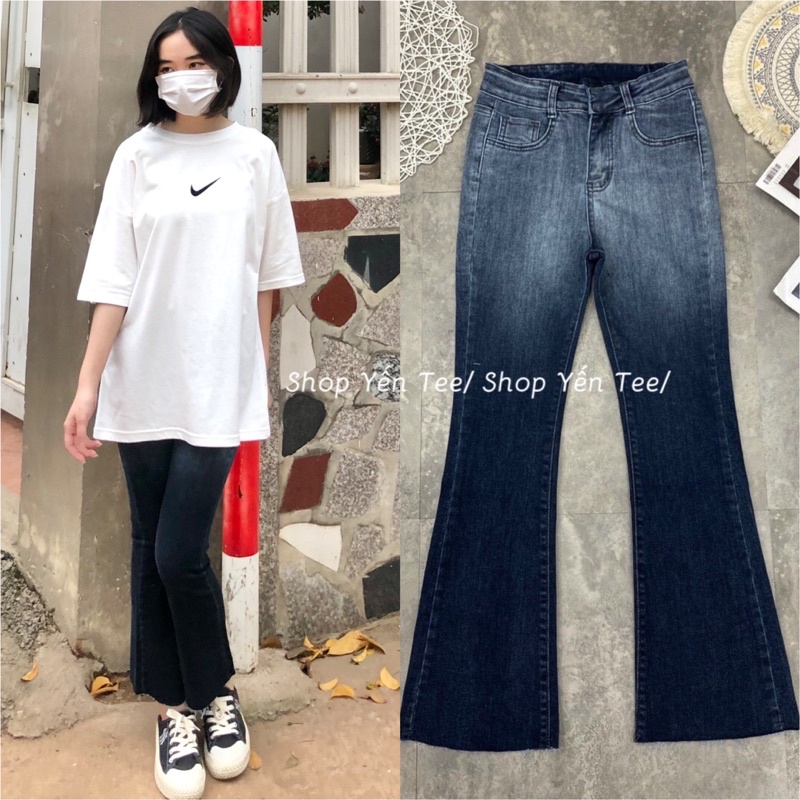 ( Mẫu mới 2022 ) Quần jeans ống loe Màu loang