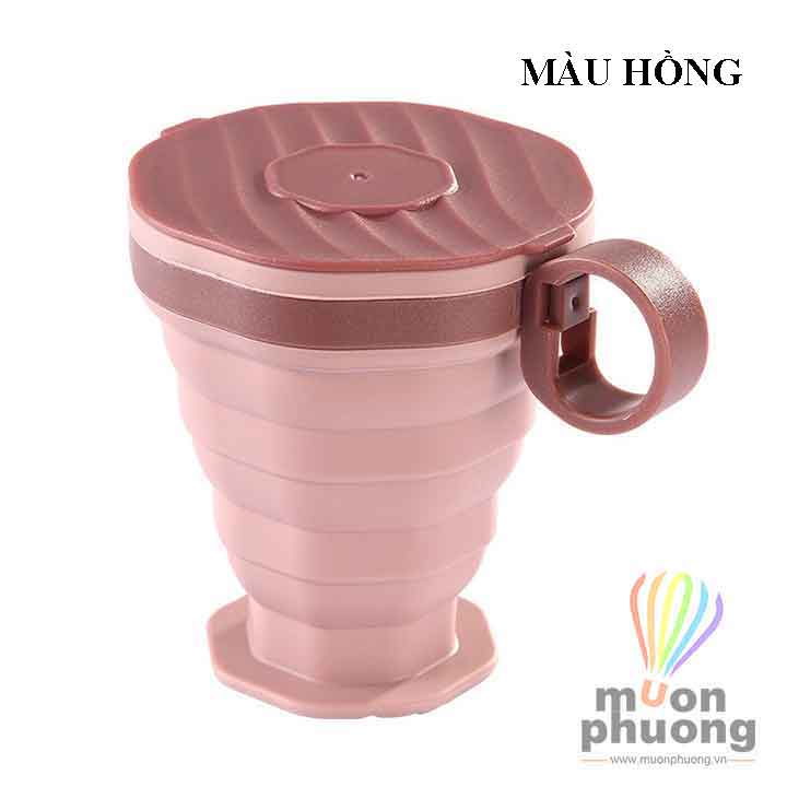 Ly uống nước 220ml silicone hình bát giác xếp gọn có tay cầm dã ngoại, du lịch hoặc sử dụng hàng ngày - MUÔN PHƯƠNG SHOP