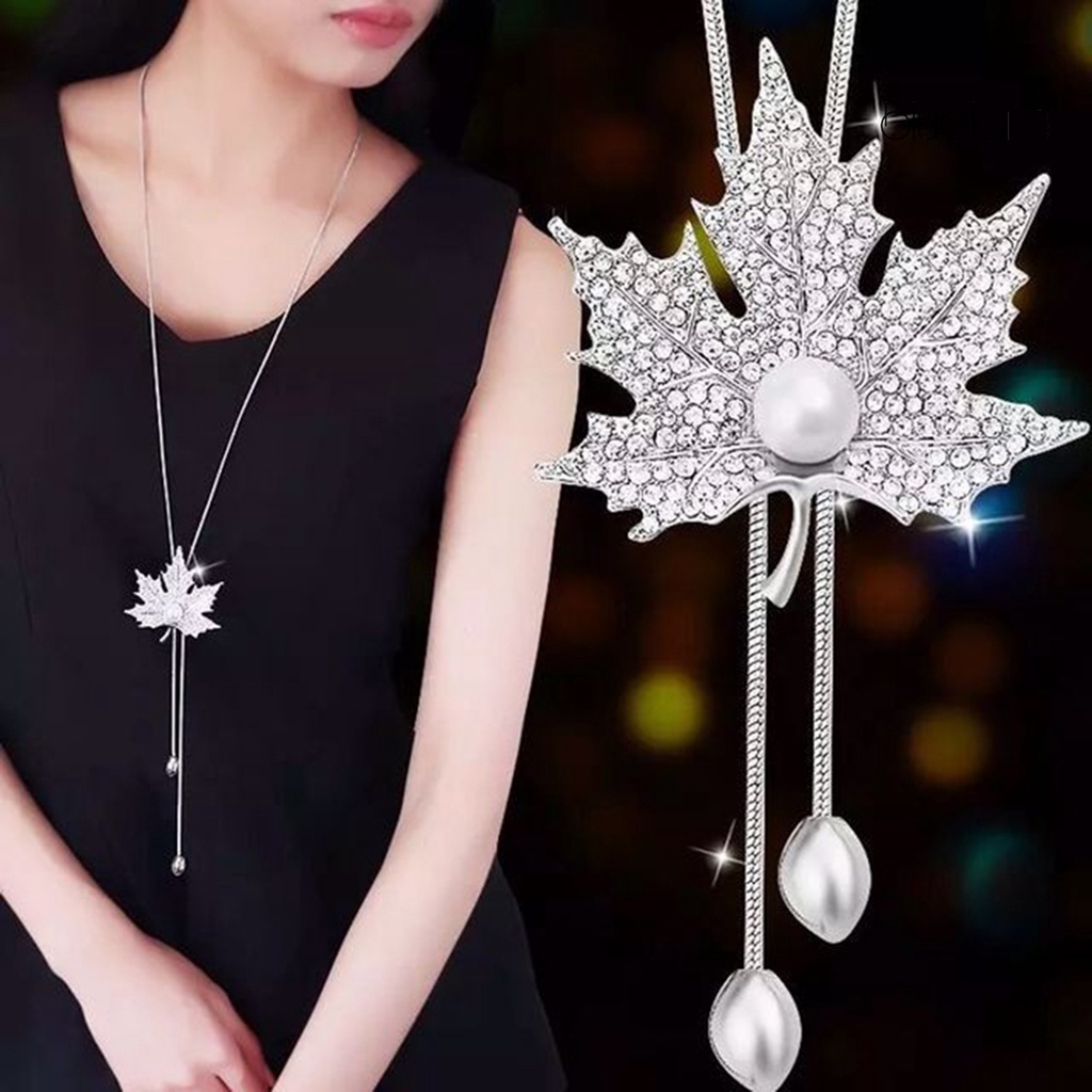Vòng cổ Hợp Kim Mặt Hình Lá Phong Đính Đá Đơn Giản