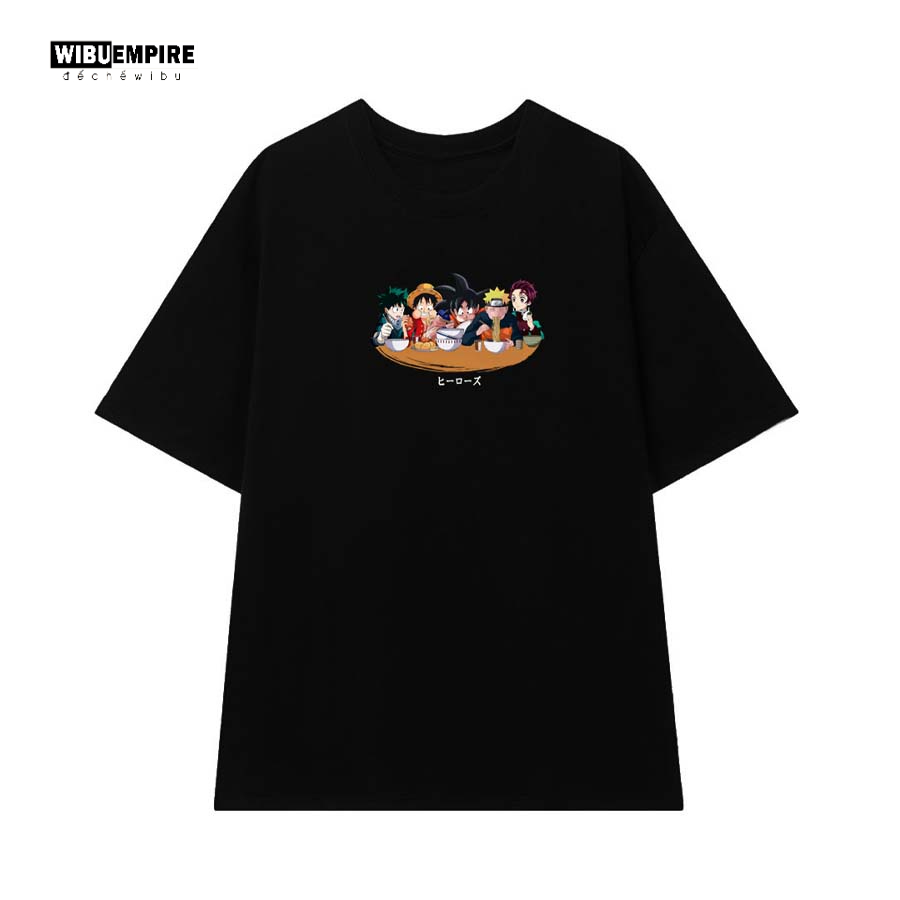WIBU EMPIRE | Áo Thun Form Rộng Shounen Anime | Luffy, Naruto, Goku, Tanjiro - Áo Phông Unisex Nam Nữ