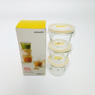 Hộp Thủy Tinh Chịu Nhiệt Lock&Lock LLG820S3 150ml *3 Trữ Đồ Ăn Dặm Có Chia Vạch - Larva Store