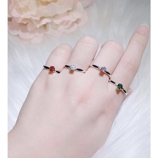 Nhẫn nữ mặt đá đủ màu bạc ta- nhẫn bạc may mắn