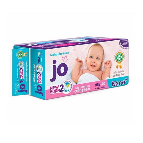 Miếng lót sơ sinh bỉm jo Newborn Jo 1 56m và Newbor2 40 miếng