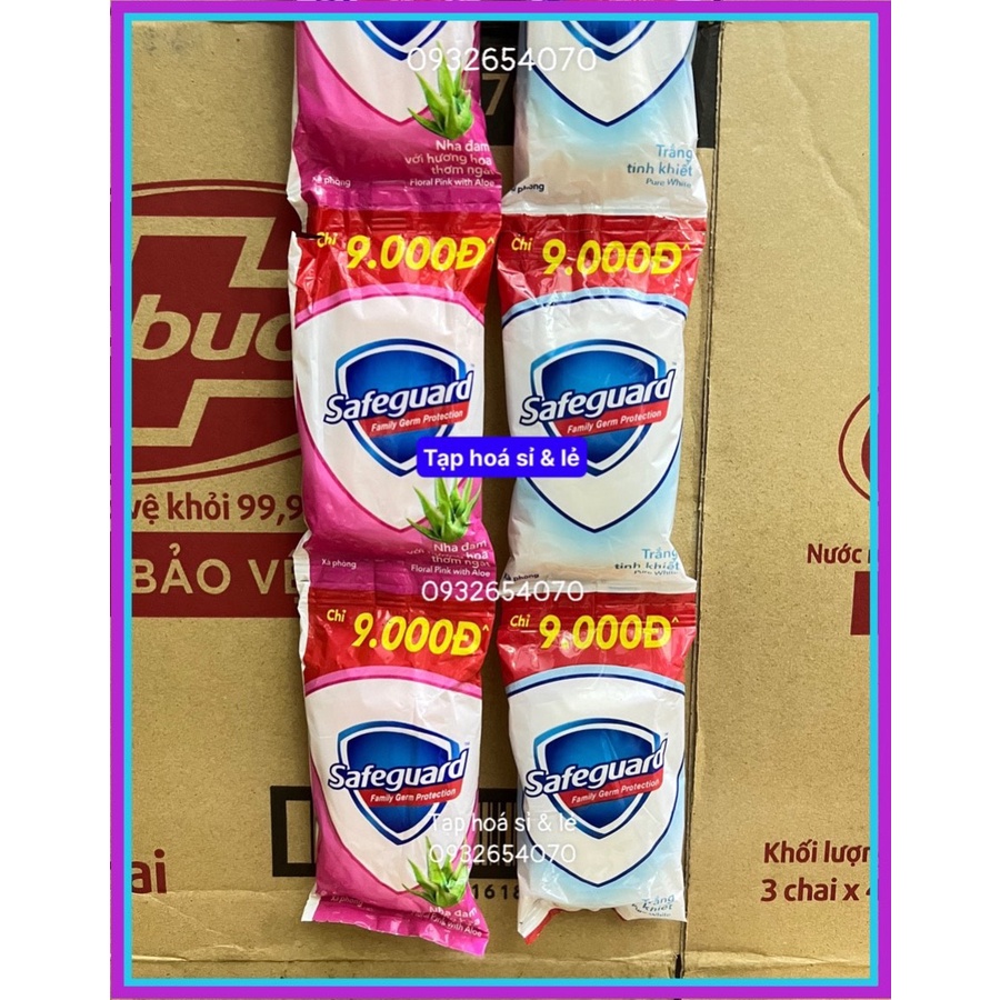 6 Xà bông cục Safeguard nha đam với hương hoa thơm ngát/ trắng tinh khiết gói 60g