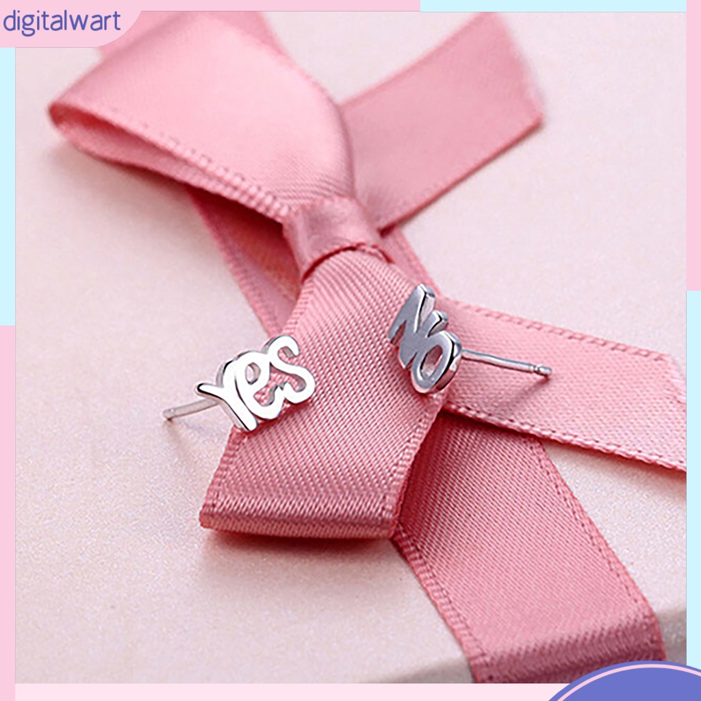 Bông tai mạ bạc hình chữ Yes No thời trang nữ