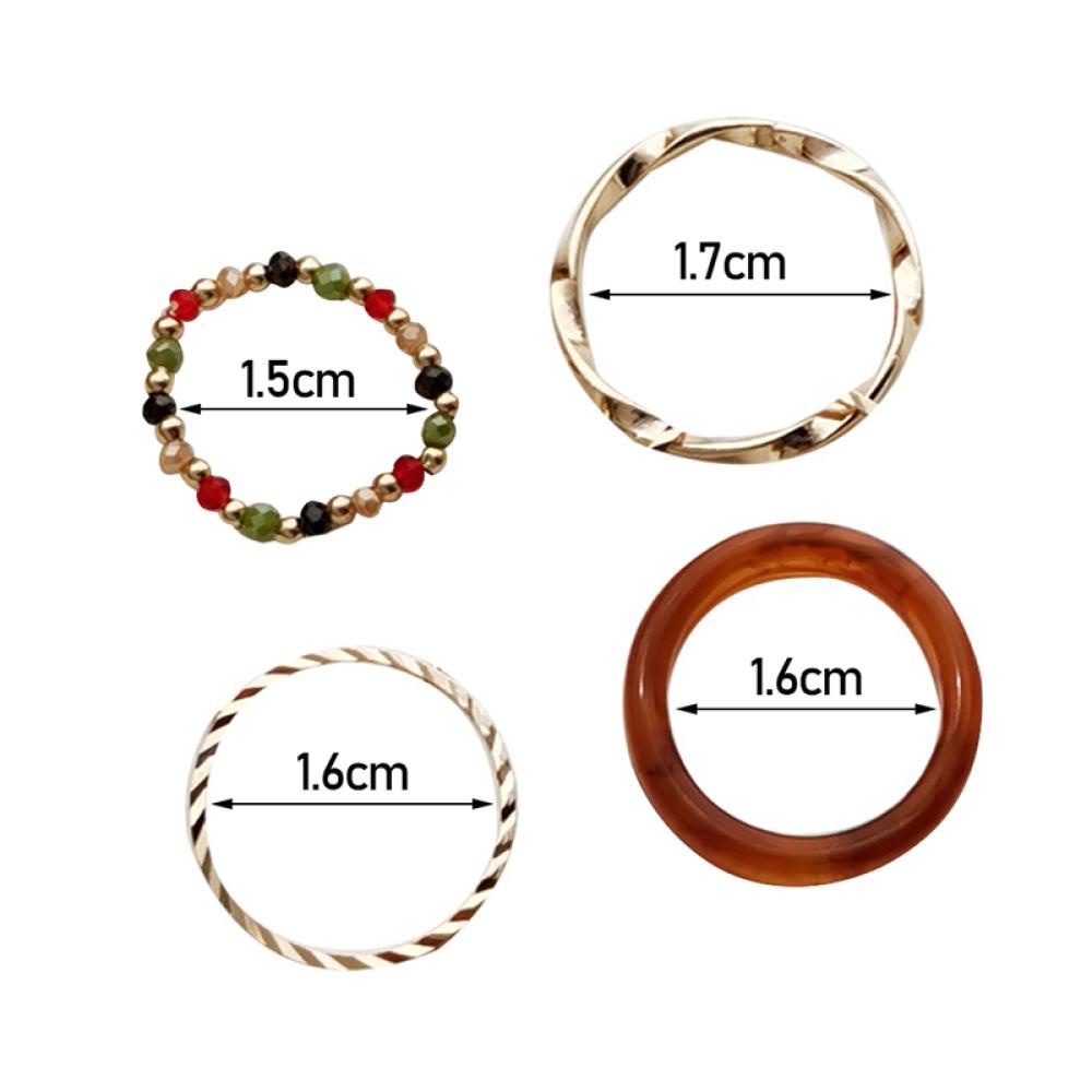 Set 4 Nhẫn Thời Trang Mùa Hè Đơn Giản Phong Cách Vintage Cho Nữ H4Z9