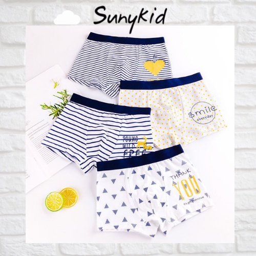 Combo 4 Quần lót đùi cotton bé trai  HC505 kháng khuẩn Sunykid cho bé từ 2-16 tuổi