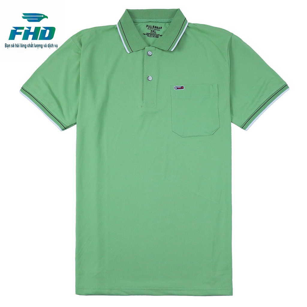 Áo thun polo nam trung niên ngắn tay có cổ có túi sọc cổ có form to có size dành cho người 90kg FHDA015_5