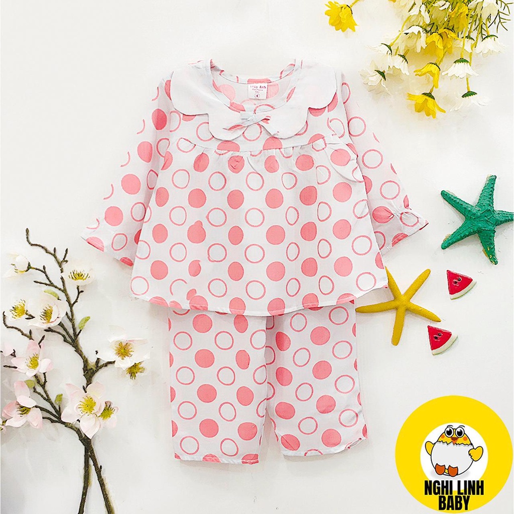 Bộ tole bé gái, đồ mặc có size 10&11 nhà tay dài quần dài  từ 19-20kg - Nghi Linh Baby