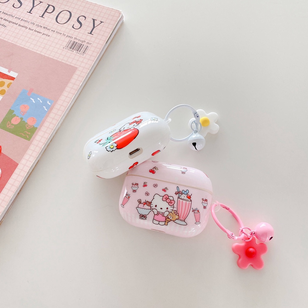 Vỏ Bảo Vệ Hộp Sạc Tai Nghe compatible AirPods3 / 3 Pro / 2Gen Hình Hello Kitty Xinh Xắn