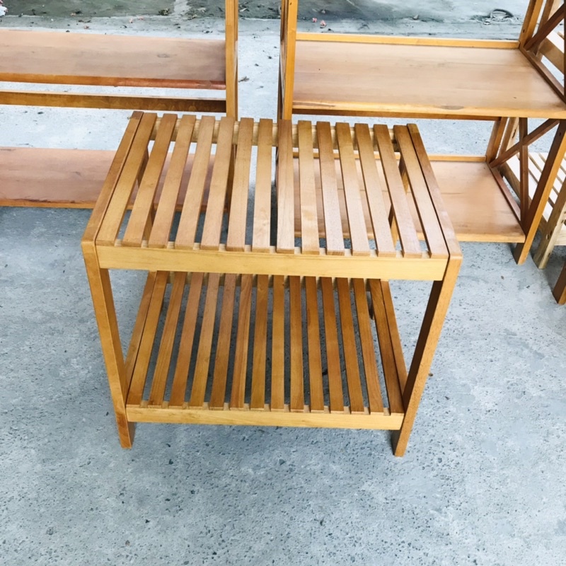 Kệ vi sóng nan 2 tầng gỗ cao su