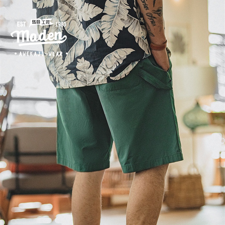 Quần short ống rộng MADEN màu trơn phong cách mùa hè thời trang cho nam