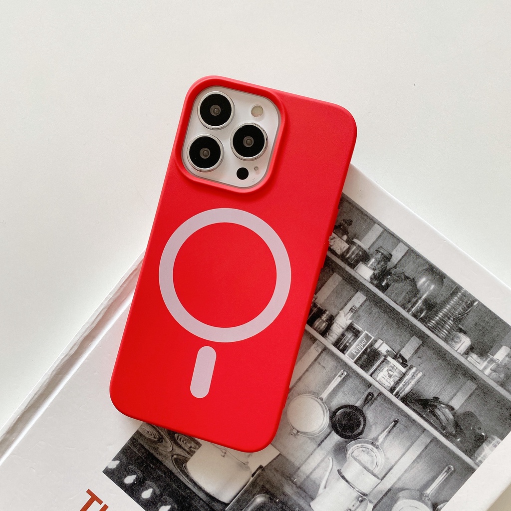 Ốp Điện Thoại TPU Silicone Màu Trơn Mẫu Mới Có Đế Sạc Không Dây Từ Tính Cho Iphone 13 Pro Max IPhone12