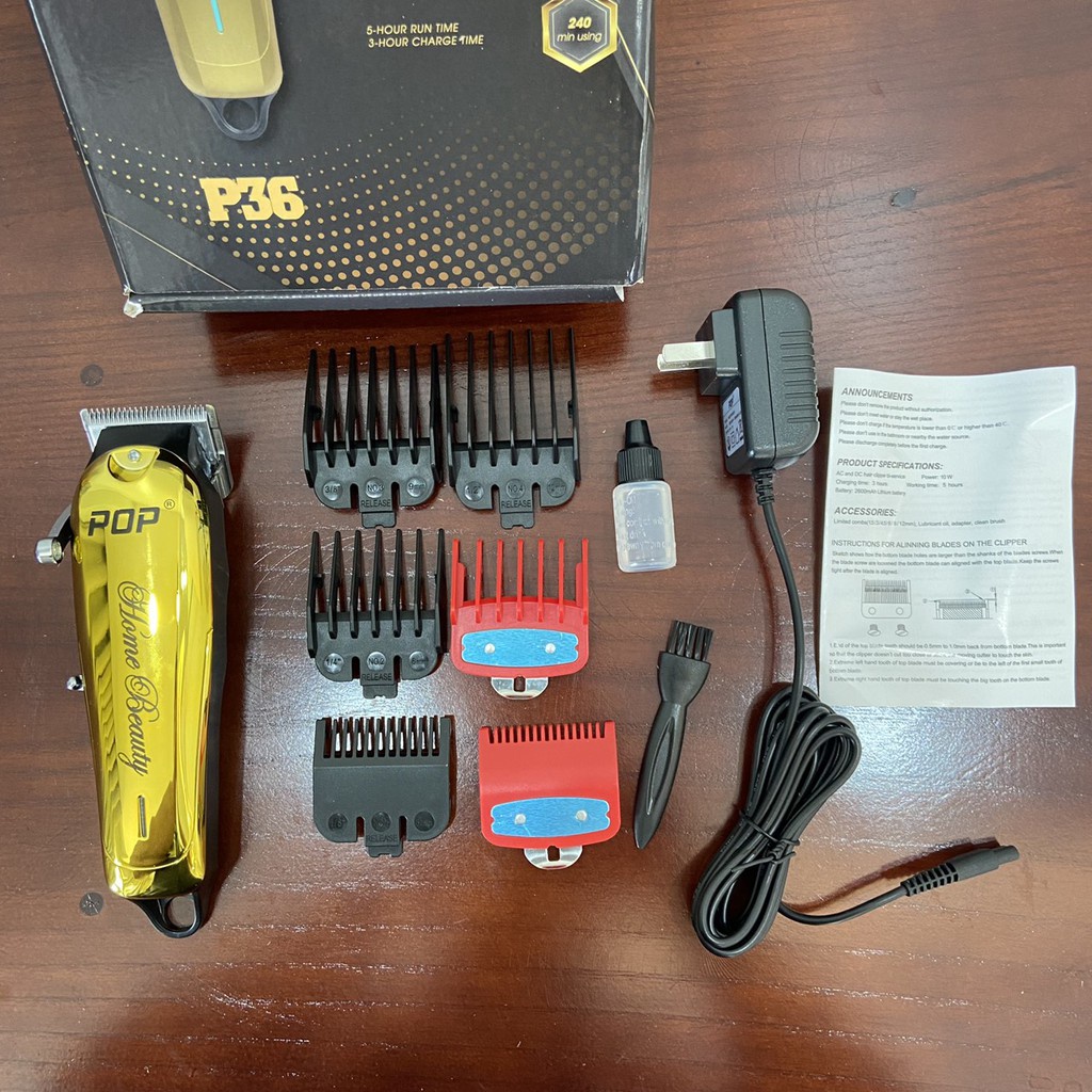 Tông đơ cắt tóc pop P36 màu vàng đen công suất 10w
