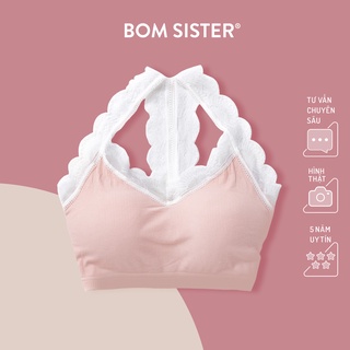 Áo lót thể thao mút mỏng viền ren dây vai ren BOM SISTER BR214