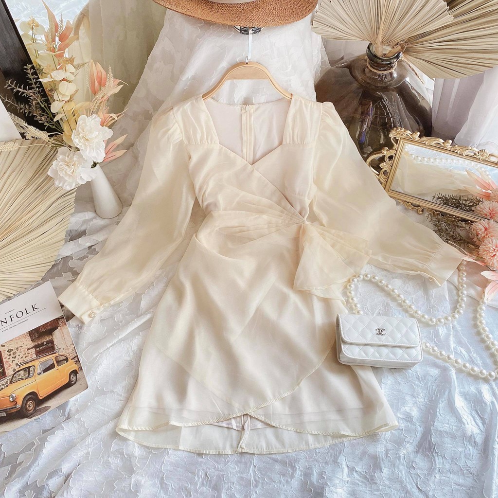 [Mã SKAMA06 giảm 8% tối đa 50K đơn 250K] ĐẦM NUDE CỔ ĐẮP XOẮN XẾP LY HÔNG | BigBuy360 - bigbuy360.vn