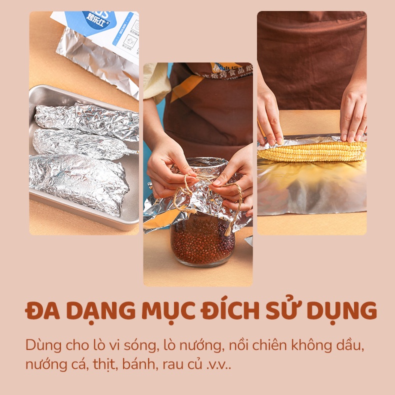 Cuộn giấy bạc nướng nhôm 10 mét KAULUS bọc thực phẩm dùng cho nồi chiên không dầu, lò nướng Dinh Bac Store