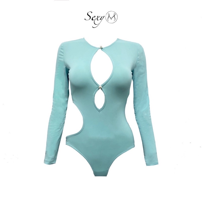 Bộ Đồ Bơi Bodysuit Khoét Giọt Lệ Xanh Dương B085X Sexy M