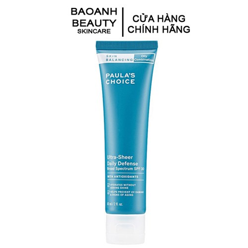 Kem chống nắng SPF30 Paula's Choice Skin Balancing Ultra -Sheer Daily Defence SPF30 60ml mã 1560