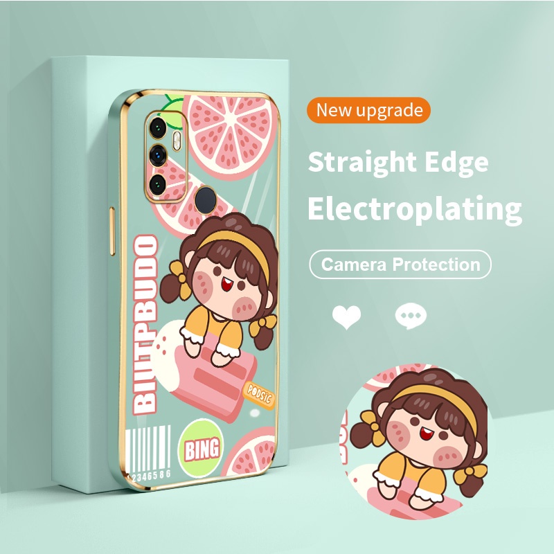Ốp Điện Thoại Viền Mềm Mạ Vàng Siêu Mỏng Sang Trọng Cho Oppo A53 2020 A33 2020 A32