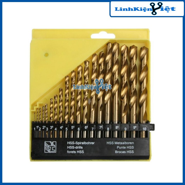 Bộ Mũi Khoan 19 Mũi Vàng Từ 1mm-10mm