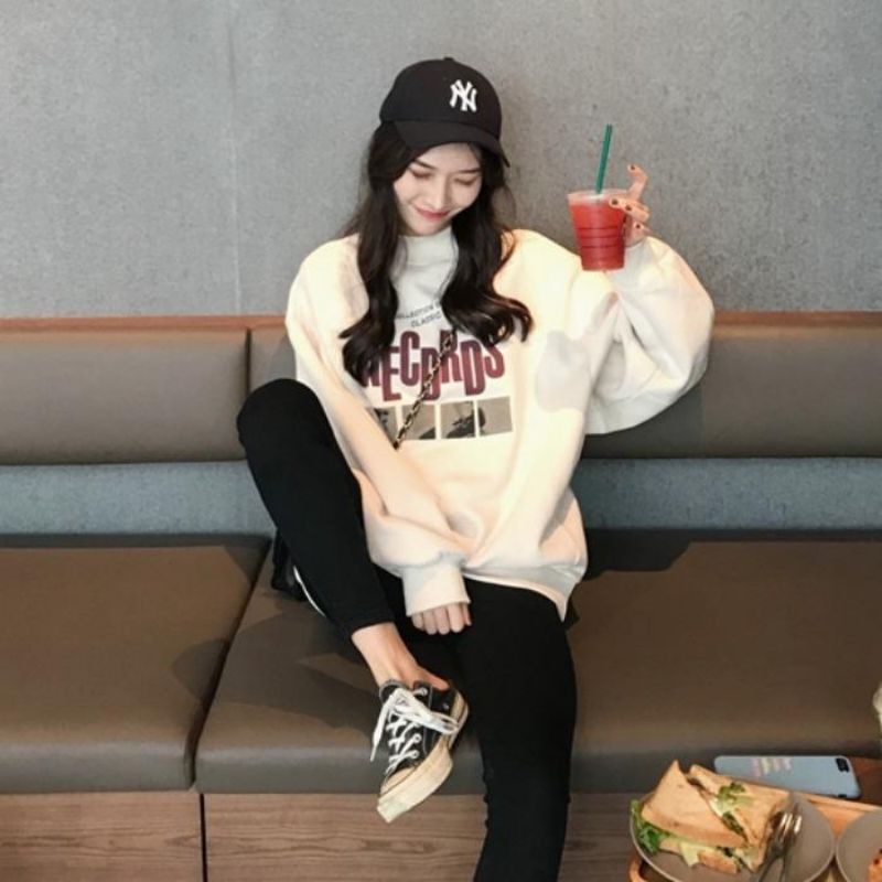 Áo Sweater Chất Nỉ Bông Cổ Cao Ulzzang