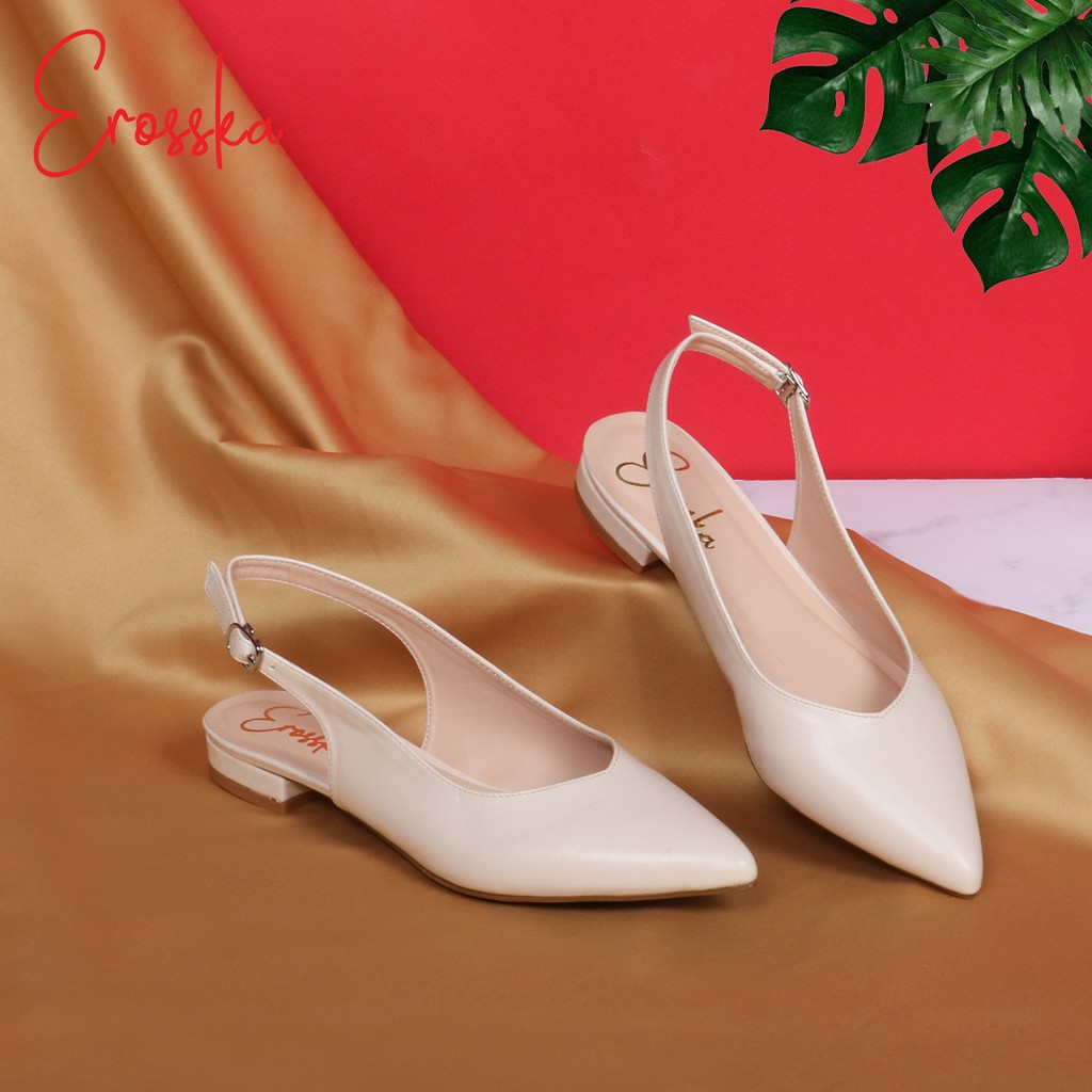 Erosska - Giày cao gót Erosska 2022 thời trang mũi nhọn phối dây hở gót cao 2cm _ EL001