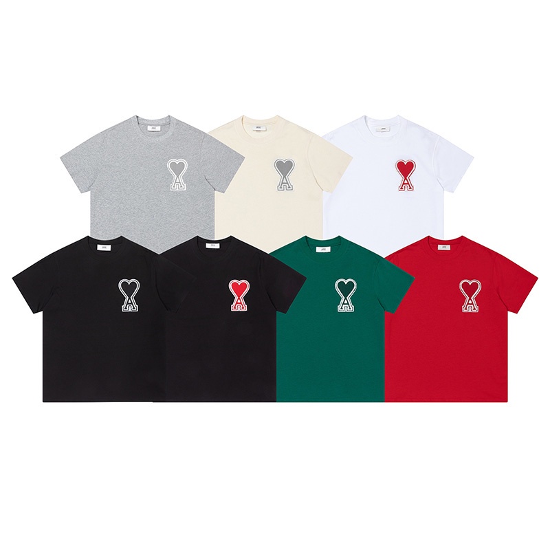 Áo Thun Cotton Ngắn Tay Họa Tiết Trái Tim Đơn Giản Dành Cho Các Cặp Đôi