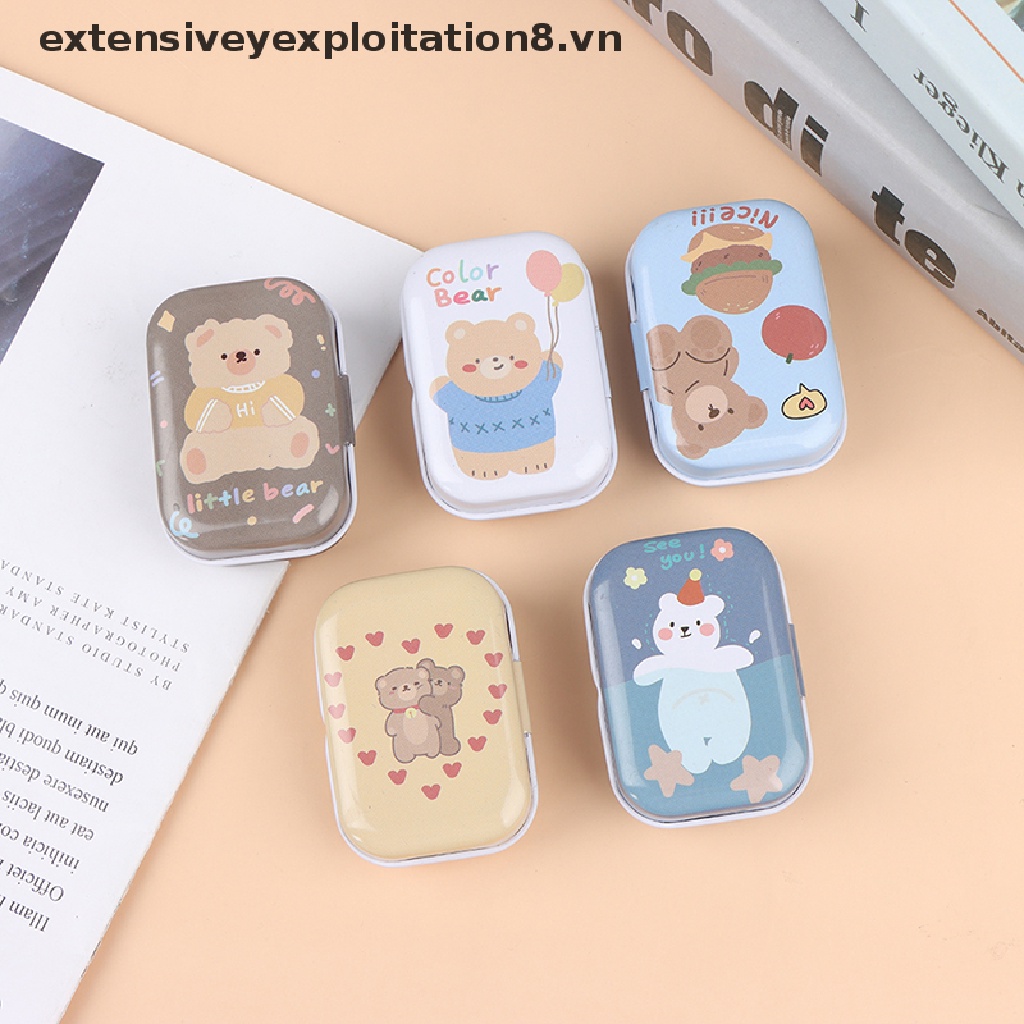 Hộp thiếc mini đựng trang sức/ tiền xu in hình gấu dễ thương