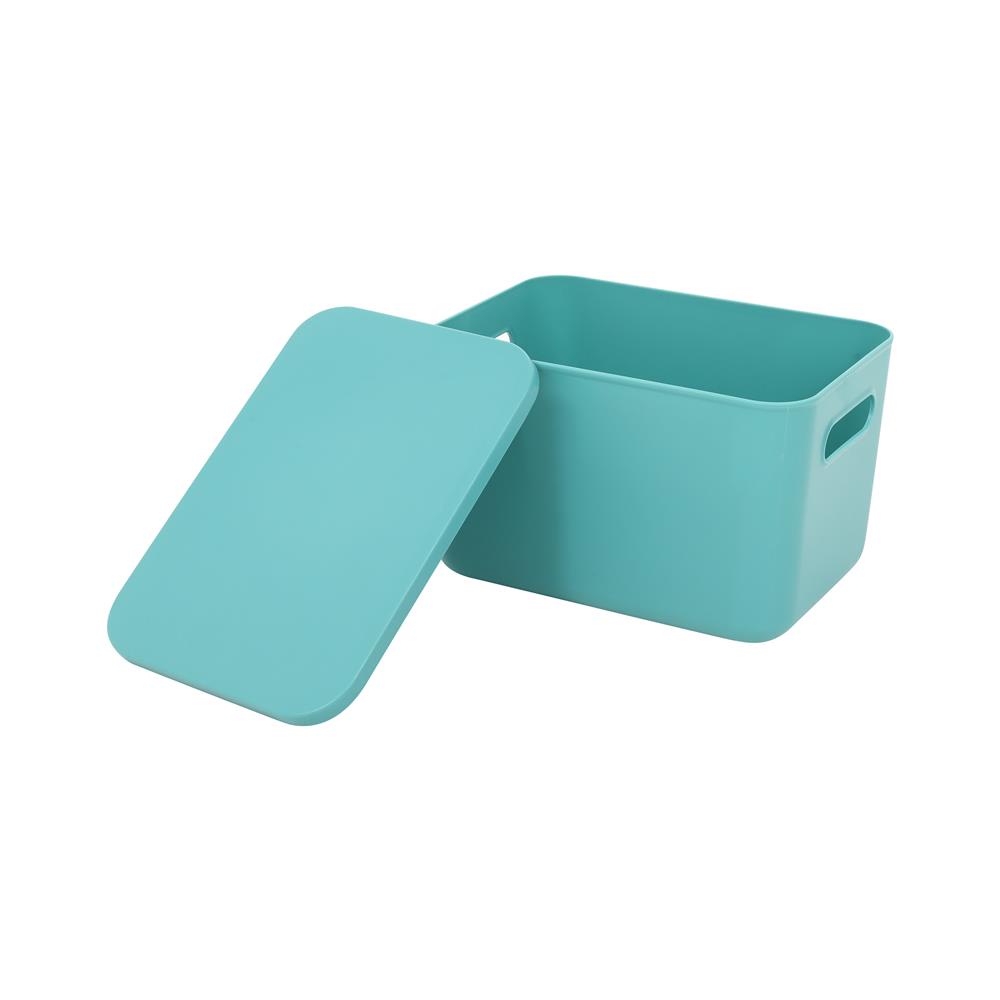 HomeBase STACKO Thùng nhựa có nắp size S R16xS26xC18cm màu xanh lá