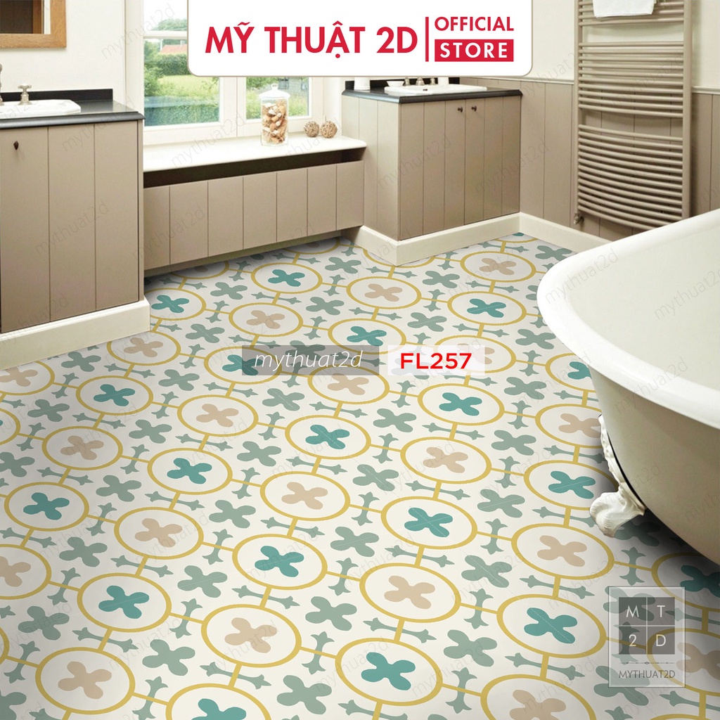 Decal gạch bông dán Sàn nhà hoa văn đơn giản bộ mẫu LAPLAI789