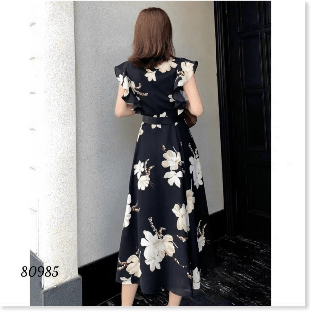 ĐẦM XÒE LỤA HOA KÈM DẬY LỤA HOA CỘT EO SIÊU ĐẸP DÀNH CHO CÁC QUÝ PHU NHÂN KME FASHION