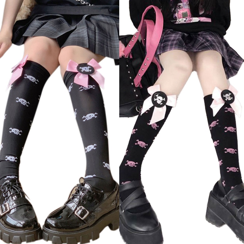 Đôi Tất Chân Cao Qua Gối Gắn Nơ Thời Trang Lolita Cho Nữ